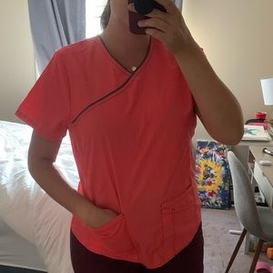 Coral scrub top